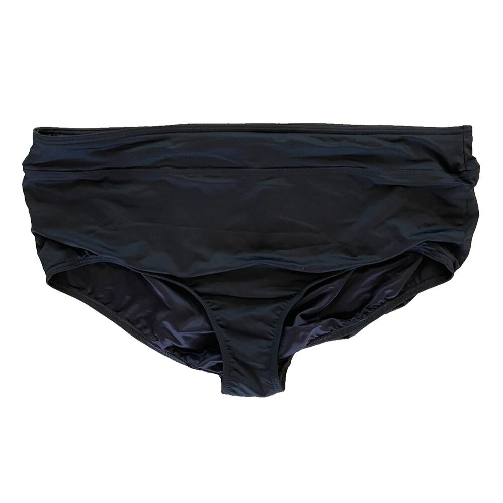 Lands End Womens Plus Size Black Swim Bottoms 20W Nylon Spandex Brief Seperate